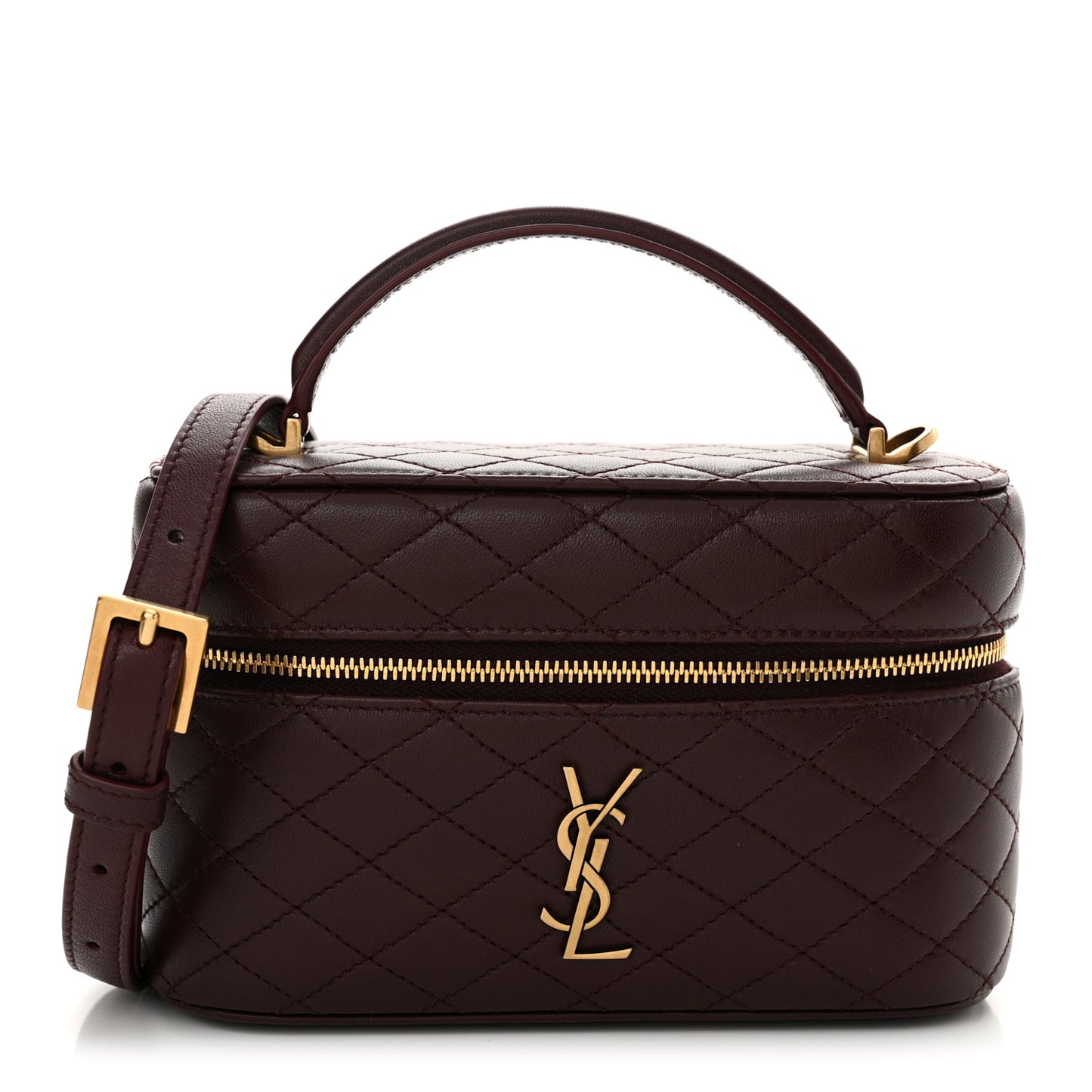 Lambskin Quilted Mini Gaby Vanity Case Rouge Cabernet