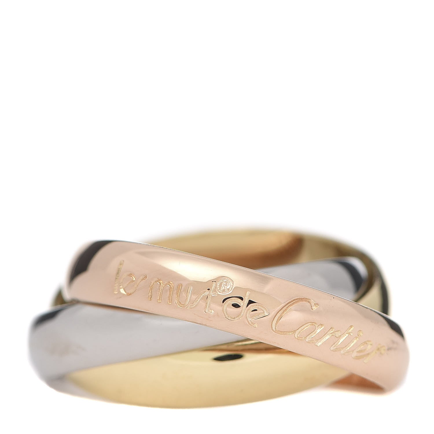 Cartier 18K Pink Yellow White Gold Classic Les Must De Trinity Ring 48 4.5 1 of 5