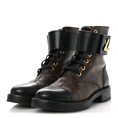 Louis Vuitton Calfskin Monogram Wonderland Flat Ranger Boots 36.5 Black 4 of 15