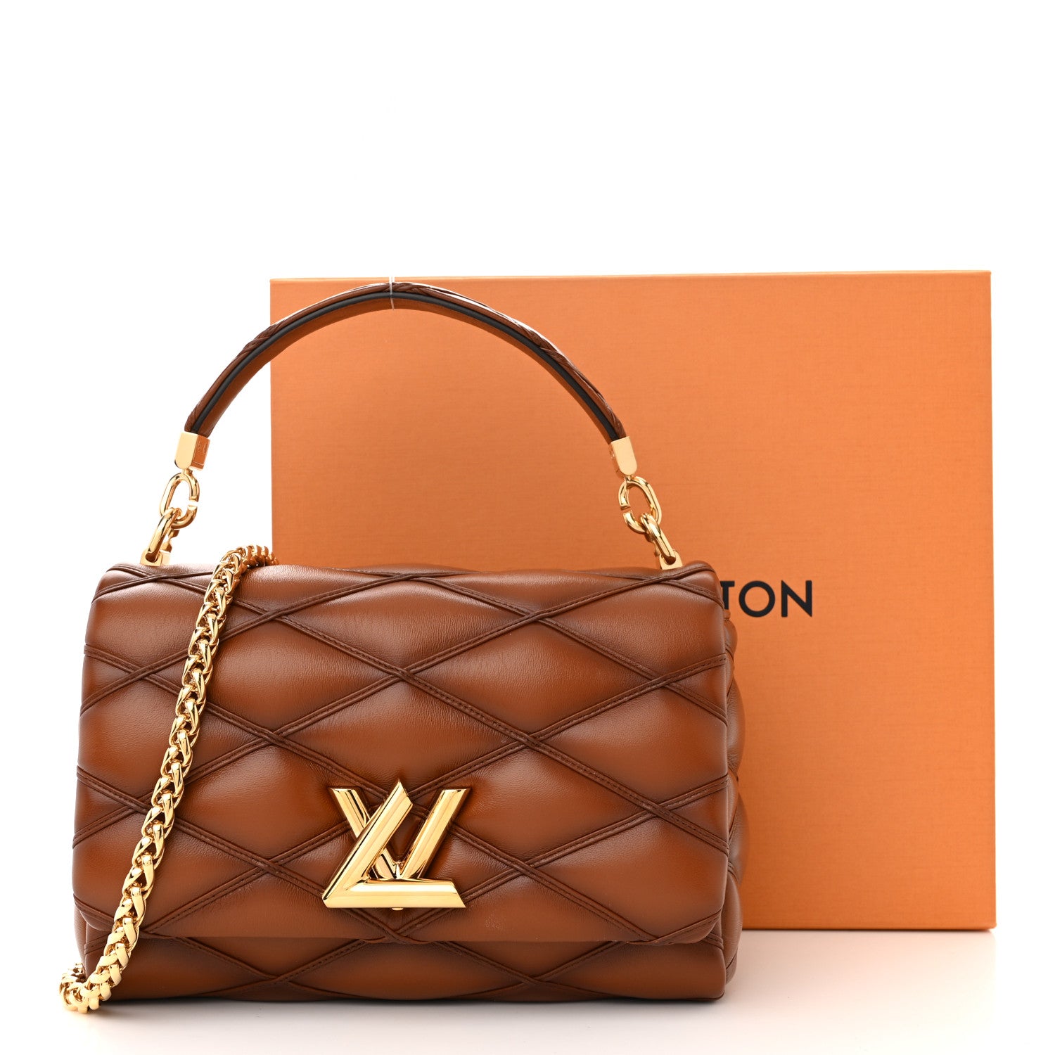Louis Vuitton Lambskin Malletage Top Handle GO-14 MM Tan 11 of 11