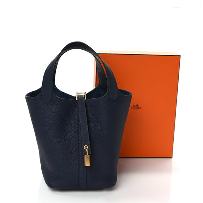 Hermes Taurillon Clemence Picotin Lock 18 PM Bleu Nuit 3 of 9