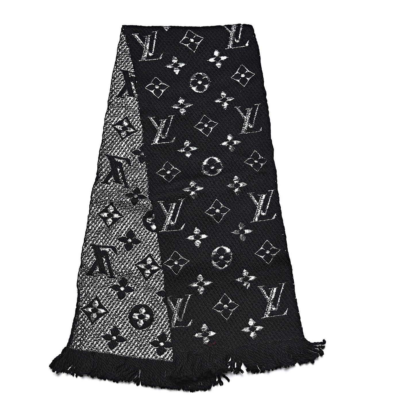 Wool Silk Logomania Shine Scarf Black