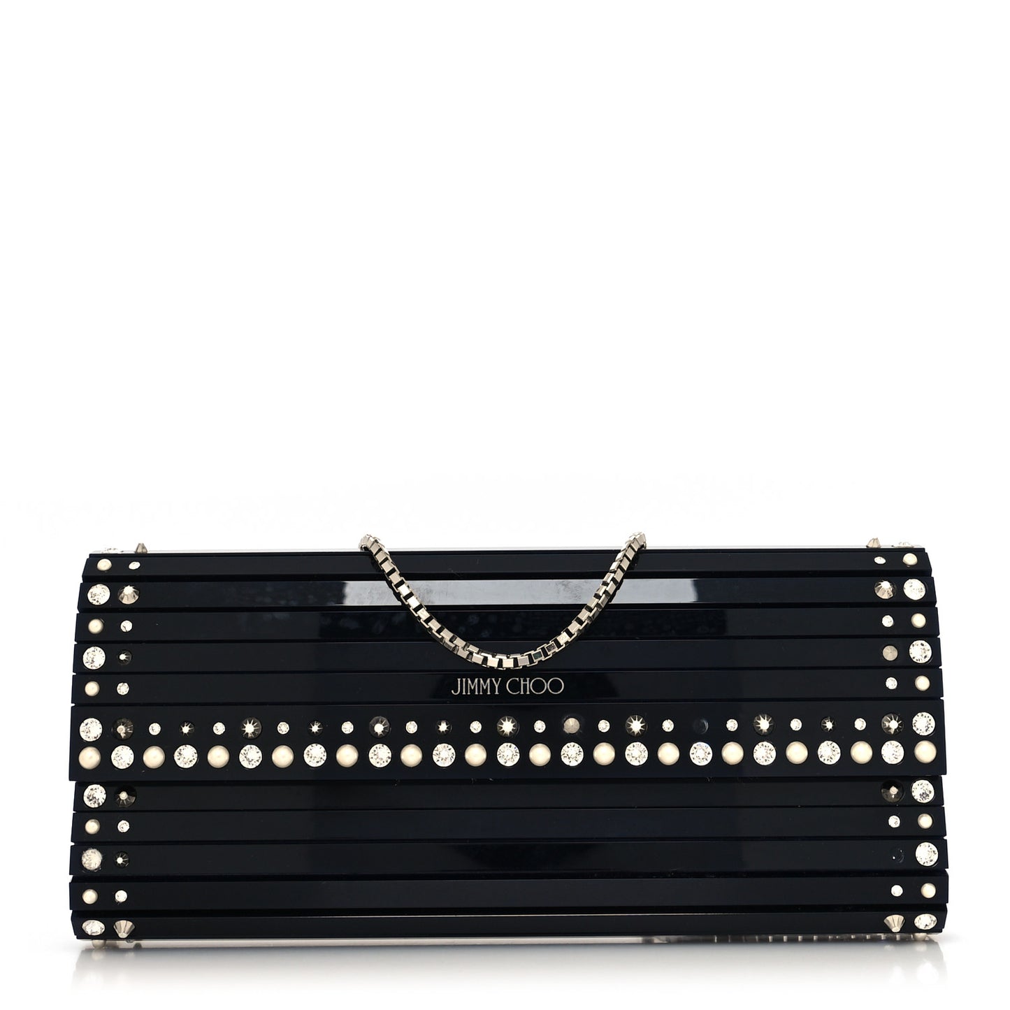 Acrylic Crystal Pearl Crystal Sweetie Clutch Navy