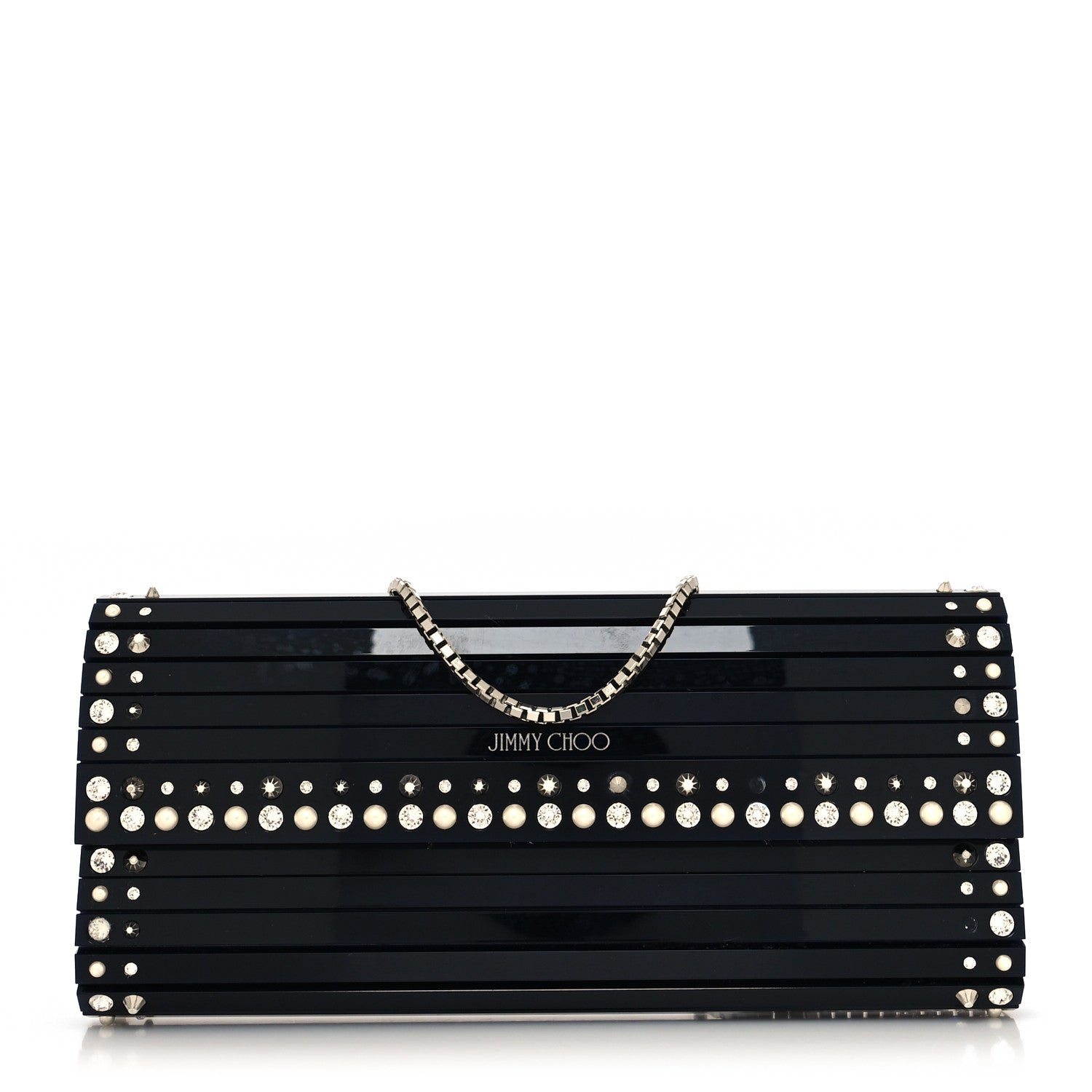 Jimmy Choo Acrylic Crystal Pearl Crystal Sweetie Clutch Navy 1 of 11