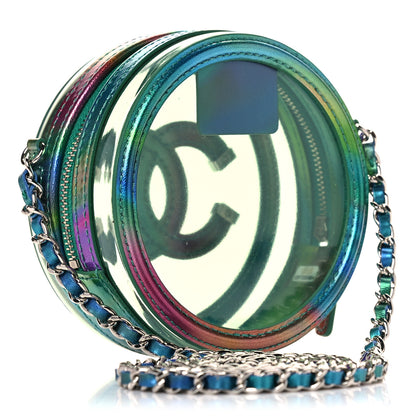Chanel PVC Calfskin Lambskin Quilted Round Filigree Clutch With Chain Green 3 of 9