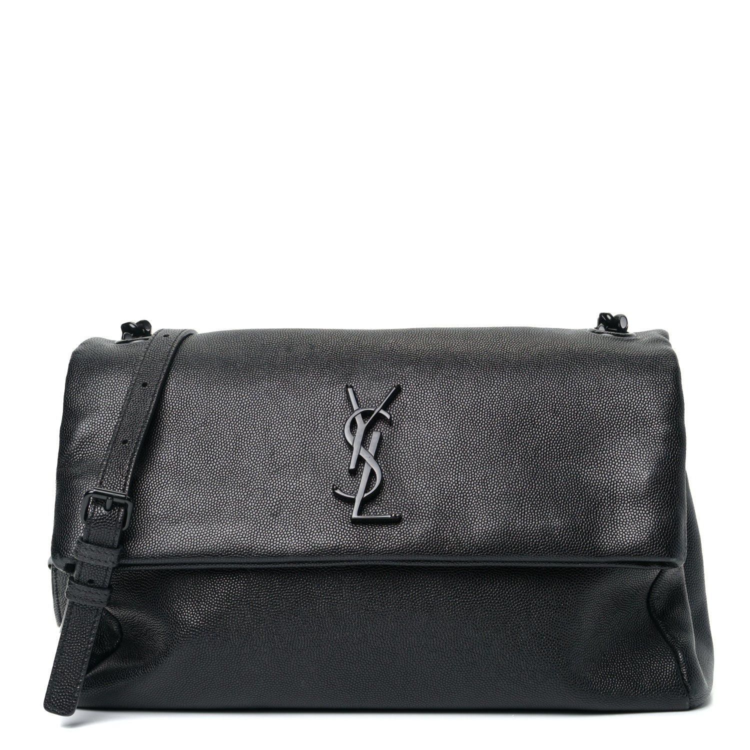 Saint Laurent Grain De Poudre Medium West Hollywood Monogram Fold-Over Black 1 of 5