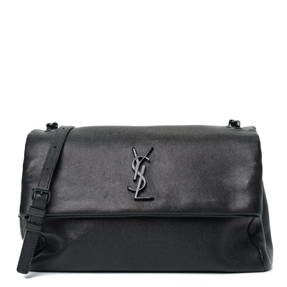 Saint Laurent Grain De Poudre Medium West Hollywood Monogram Fold-Over Black 1 of 5