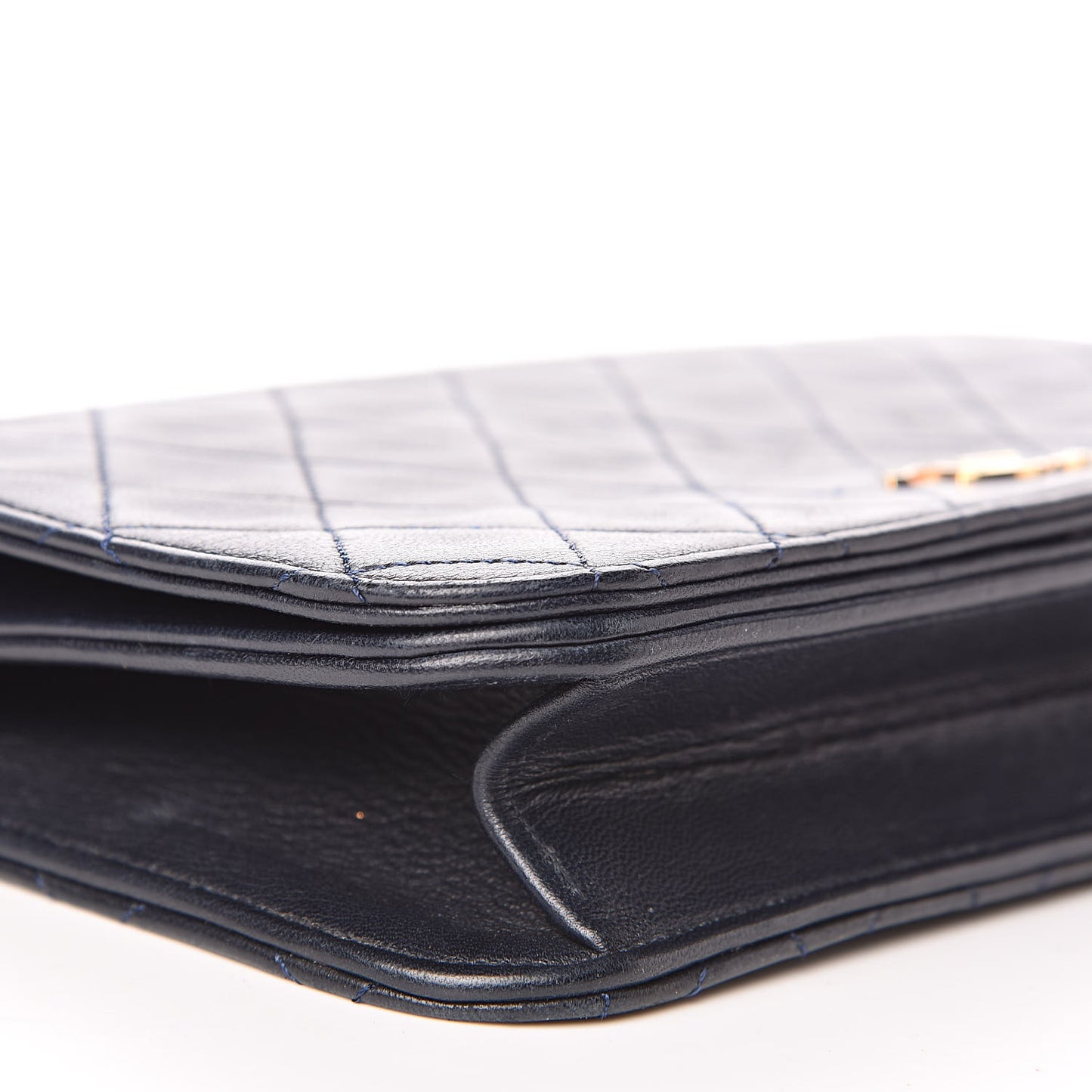Lambskin Quilted Small Single Flap Navy