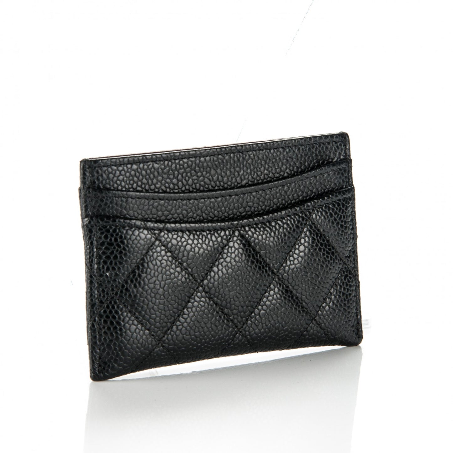 Caviar Quilted Card Holder Black
