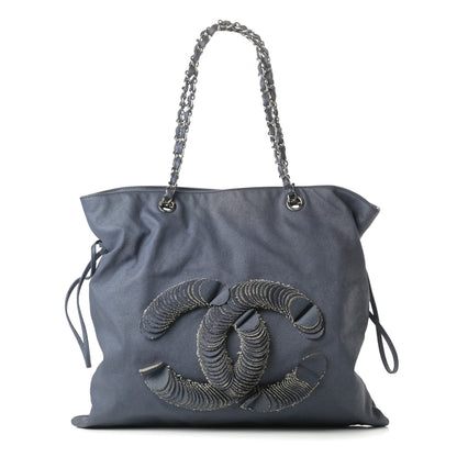 Chanel Denim Small CC Discus Tote Blue 1 of 12