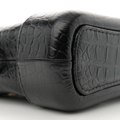 Chanel Calfskin Crocodile Embossed Small Gabrielle Cocodile Hobo Black 9 of 10