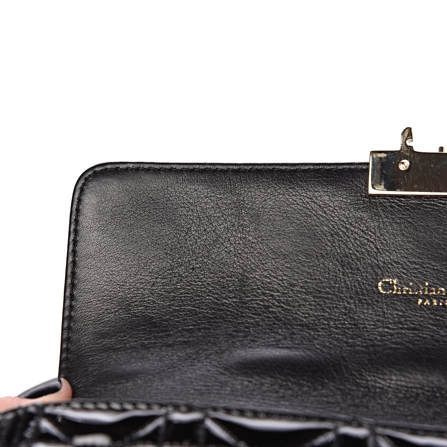 Patent Cannage Miss Dior Promenade Pouch Black