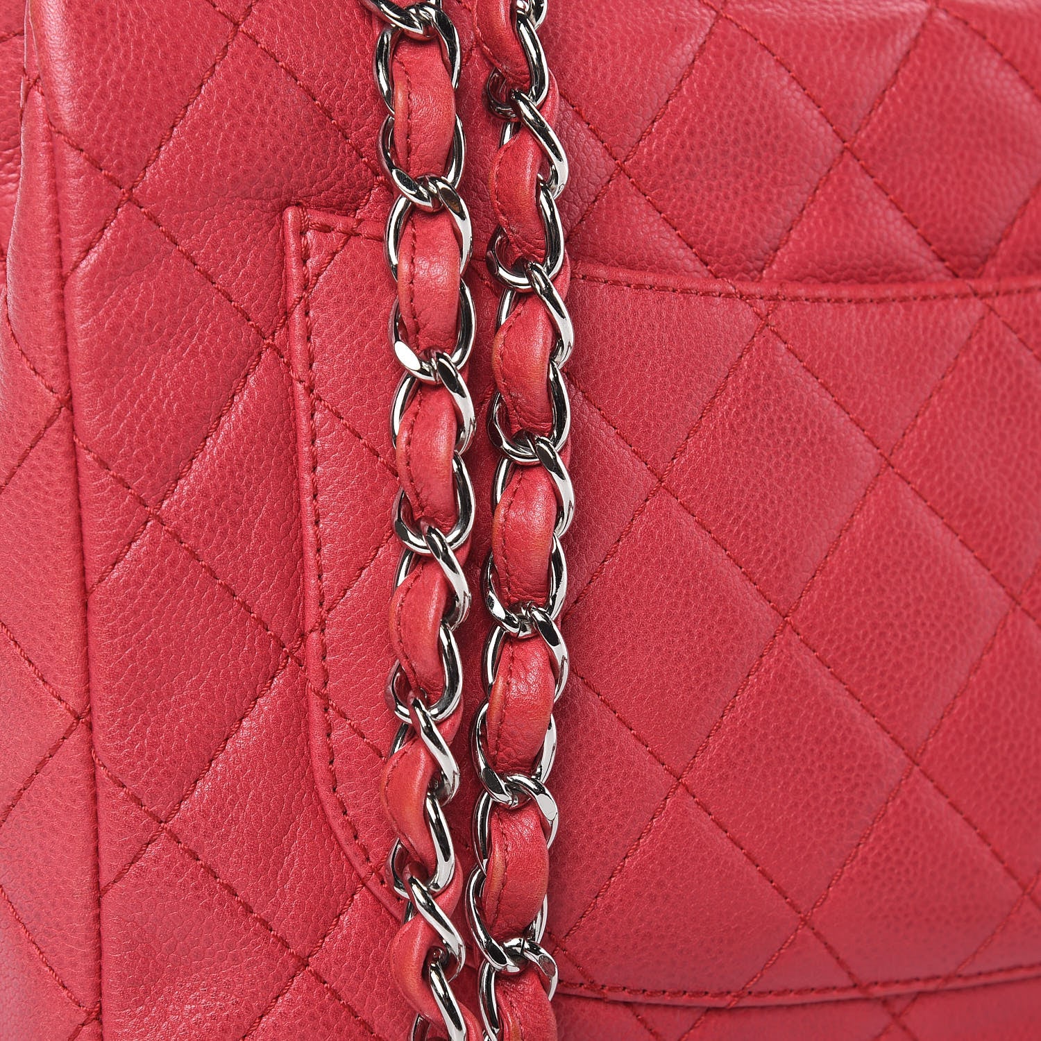 Chanel Washed Caviar Quilted Jumbo Single Flap Fuchsia 14 of 19