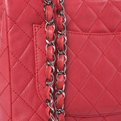 Chanel Washed Caviar Quilted Jumbo Single Flap Fuchsia 14 of 19