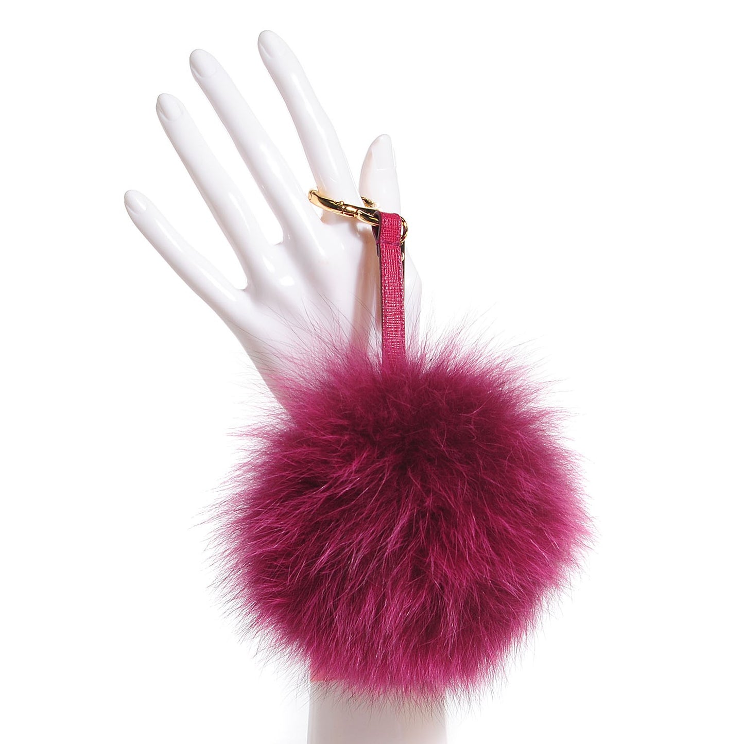 Fox Fur Pom Pom Bag Charm Fuchsia