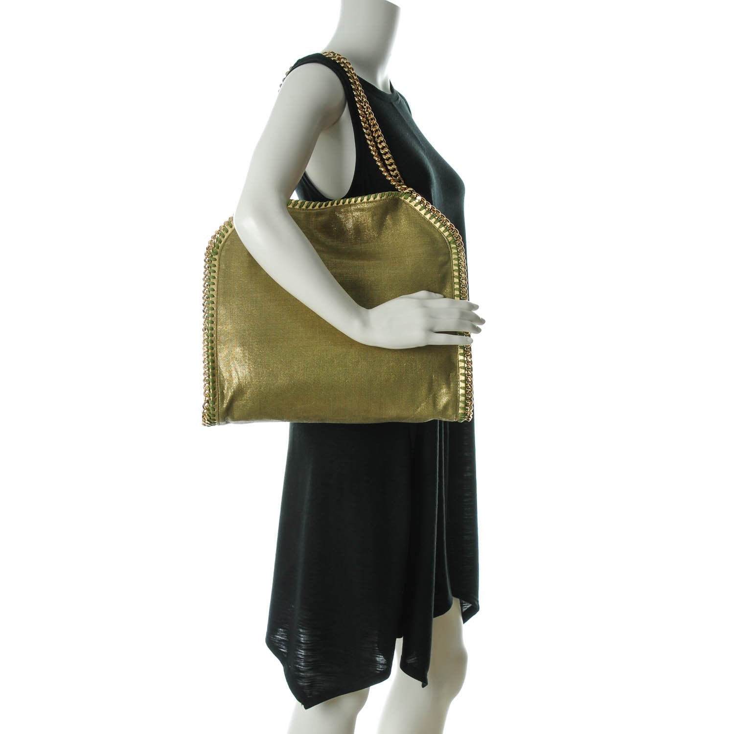 Stella McCartney Metallic Linen Small Falabella Tote Camouflage 3 of 10