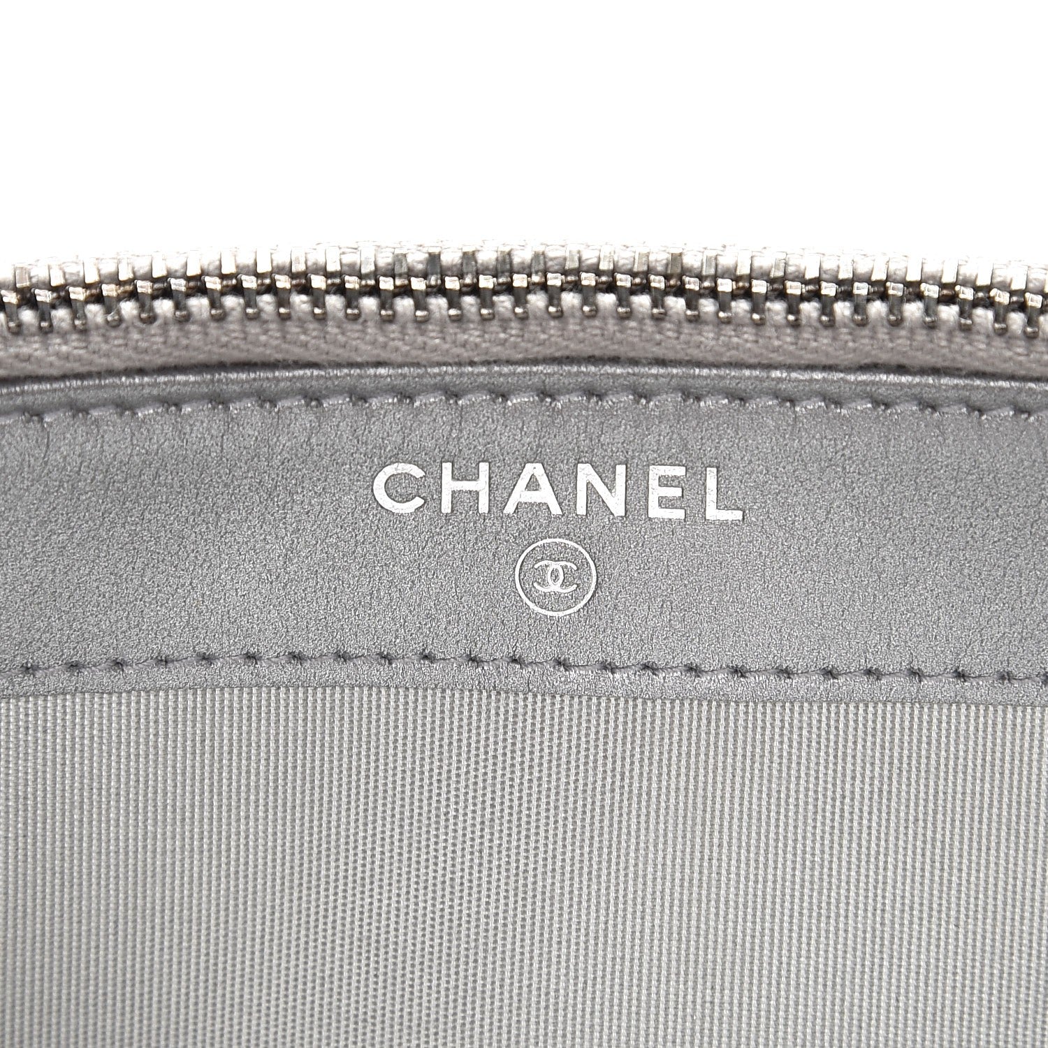 Chanel Metallic Caviar Quilted Small Boy Clutch With Chain Silver 6 of 9
