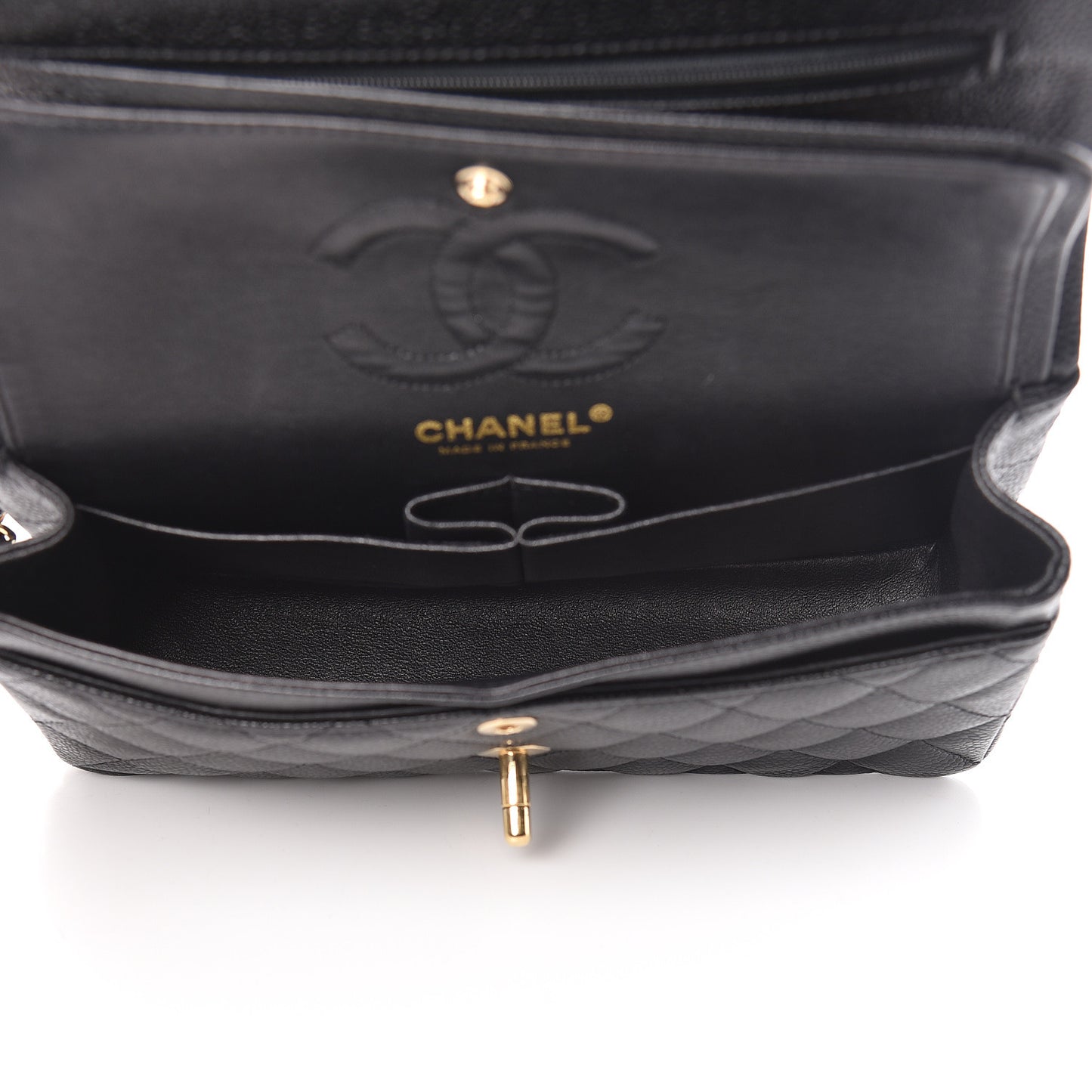 Caviar Quilted Small Double Flap Black