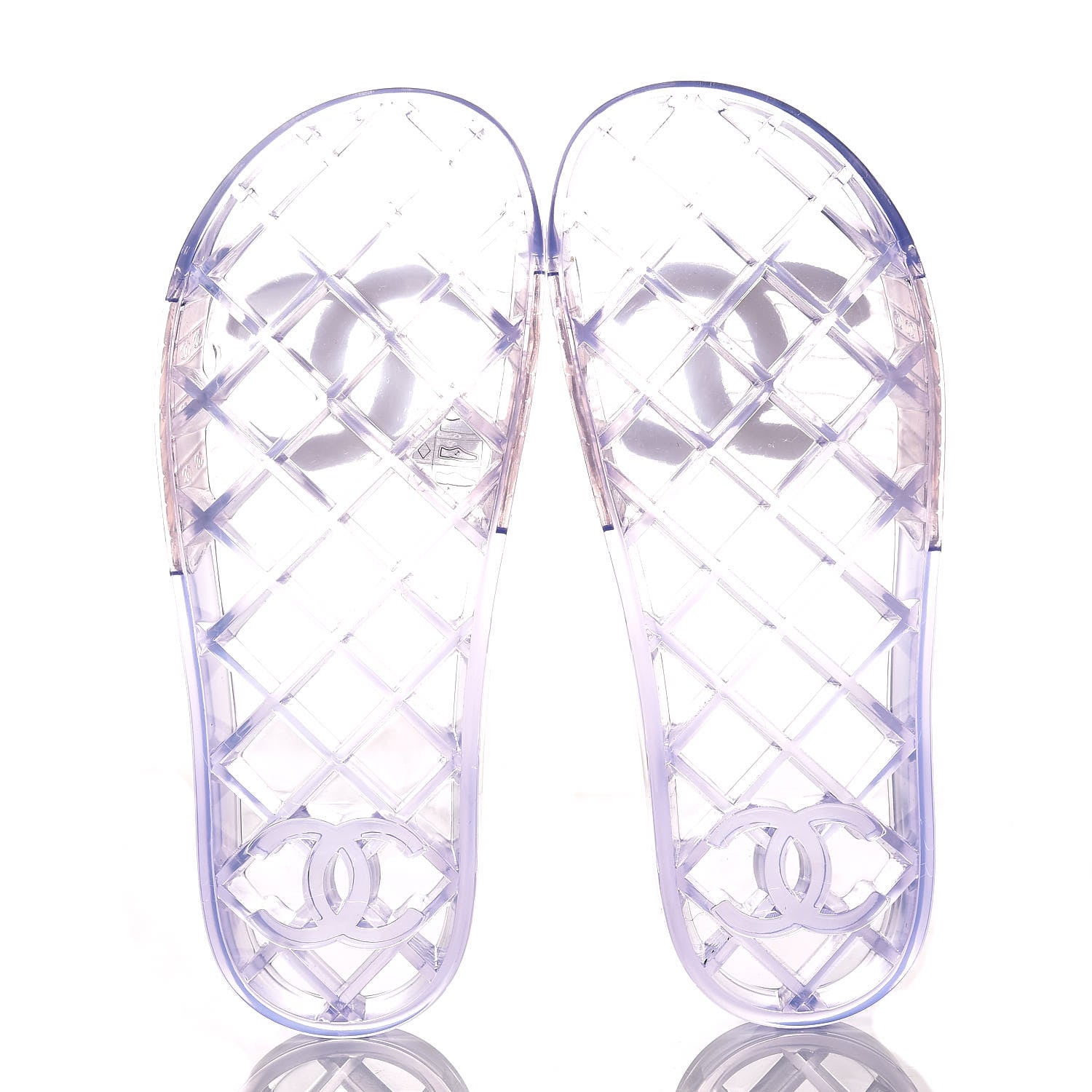 Chanel PVC Transparent CC Flat Slide Sandals 36 White 5 of 8