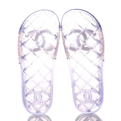 Chanel PVC Transparent CC Flat Slide Sandals 36 White 5 of 8