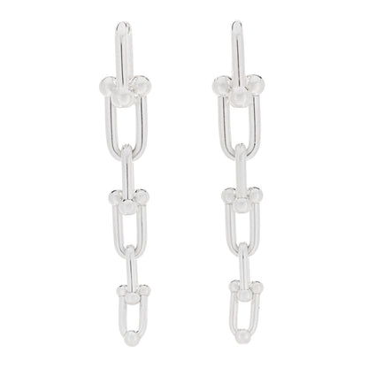 Tiffany Sterling Silver HardWear Graduated Link Earrings 1 of 4
