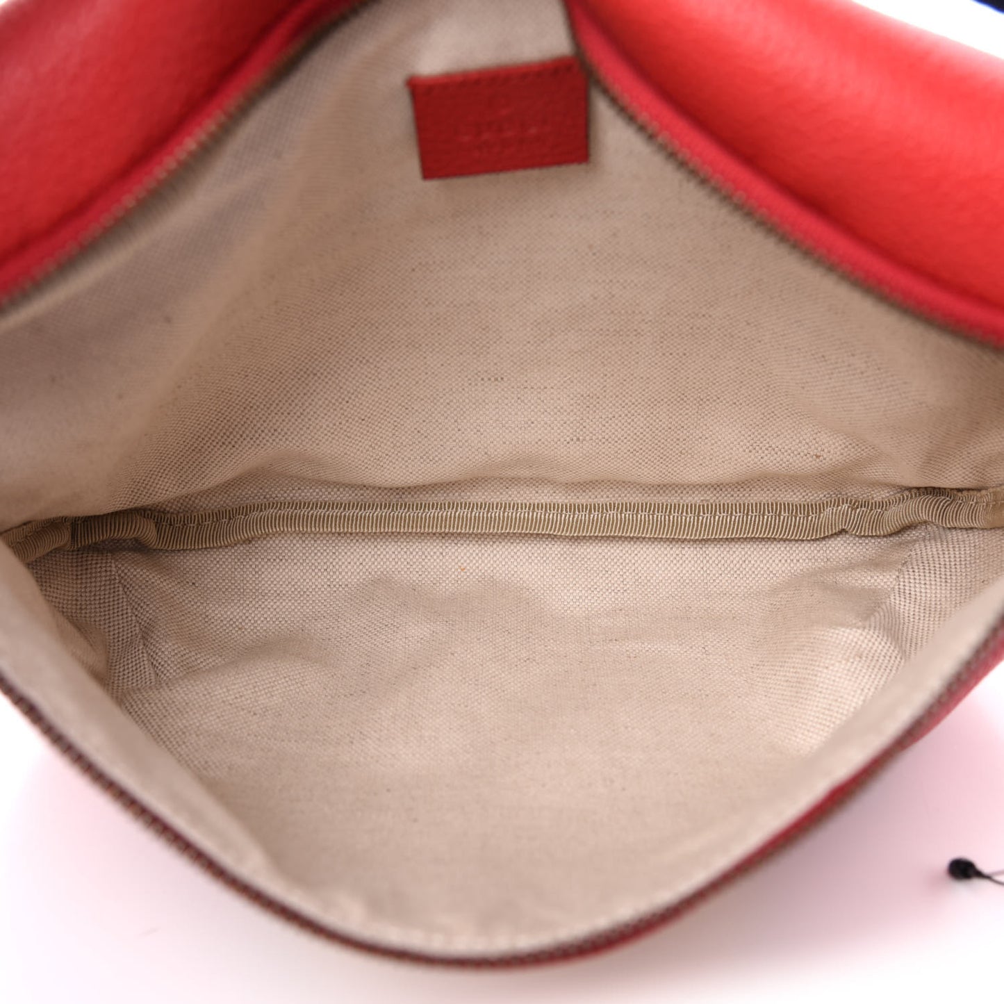 Grained Calfskin Logo Belt Bag Hibiscus Red