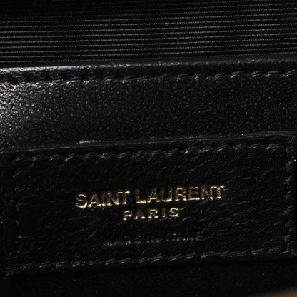 Saint Laurent Grain De Poudre Textured Mixed Matelasse Triquilt Small Monogram Satchel Dark Beige 6 of 12