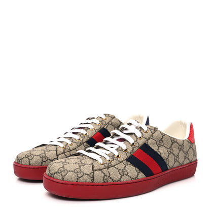 Gucci GG Supreme Monogram Ayers Mens New Ace Low-Top Sneaker 12 Blue Red 4 of 11
