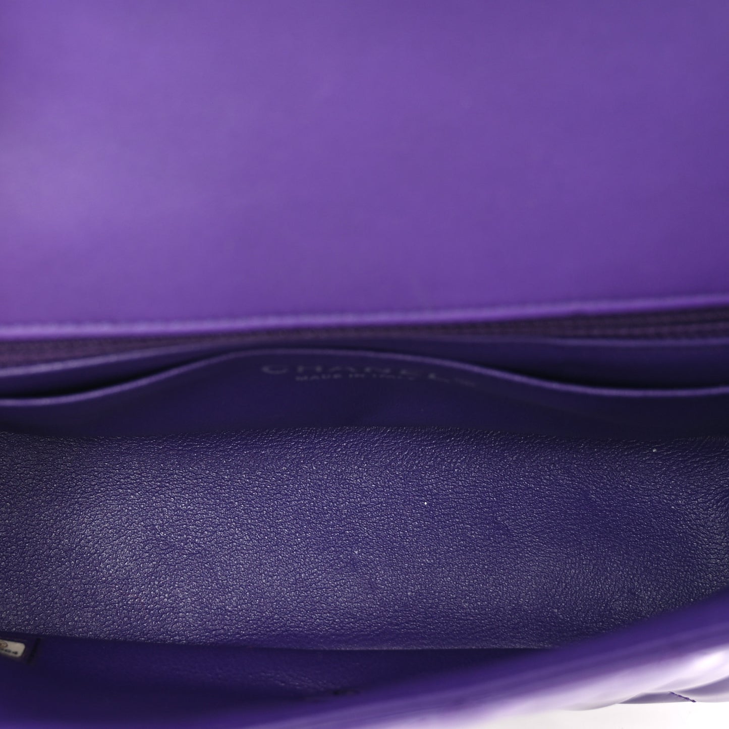 Patent Quilted Mini Rectangular Flap Purple