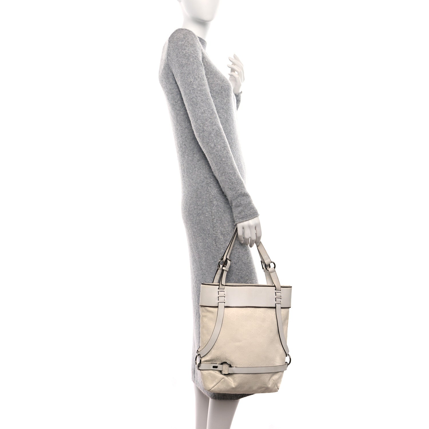 Gucci Monogram Calfskin Tote White 2 of 13