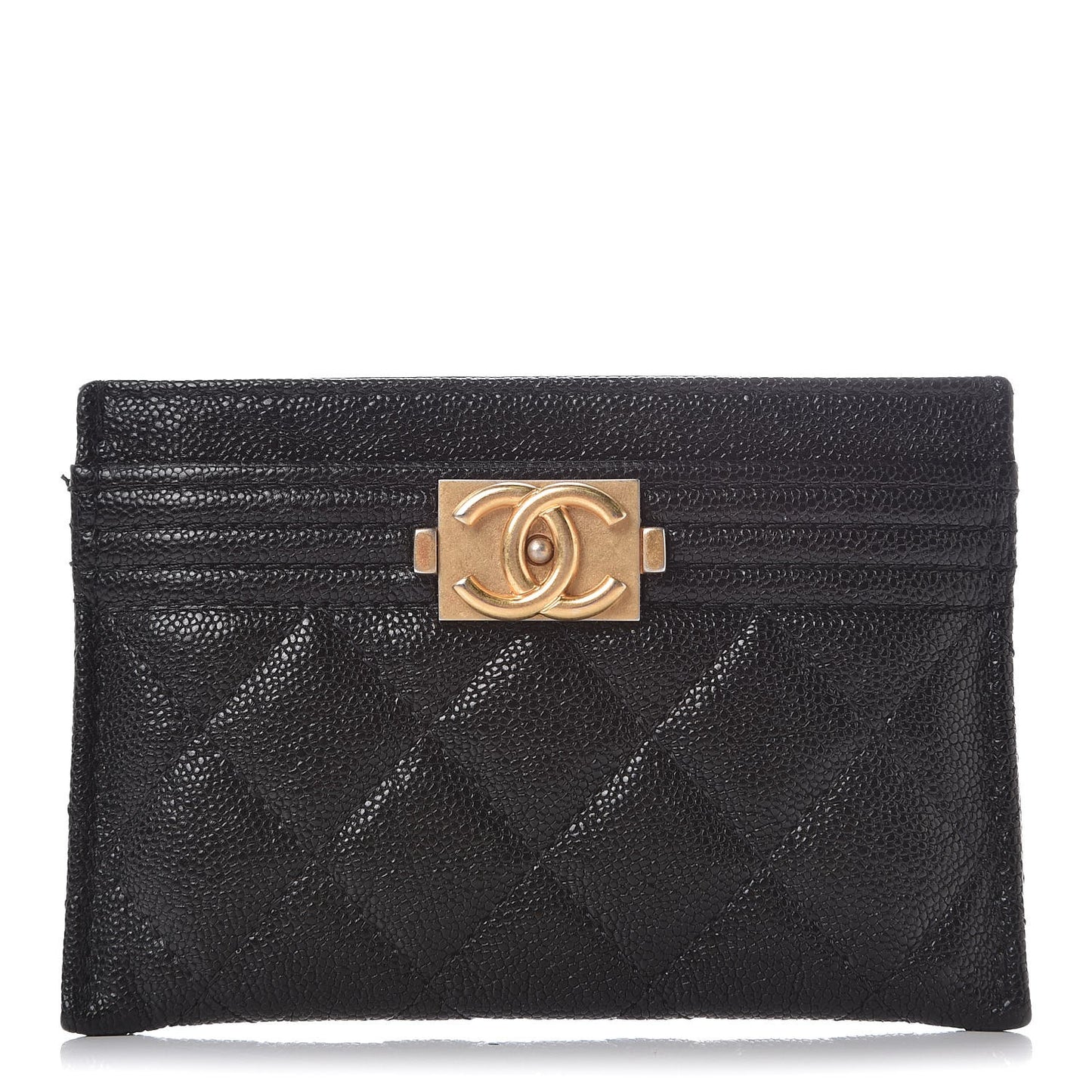 Caviar Quilted Boy Card Holder Black
