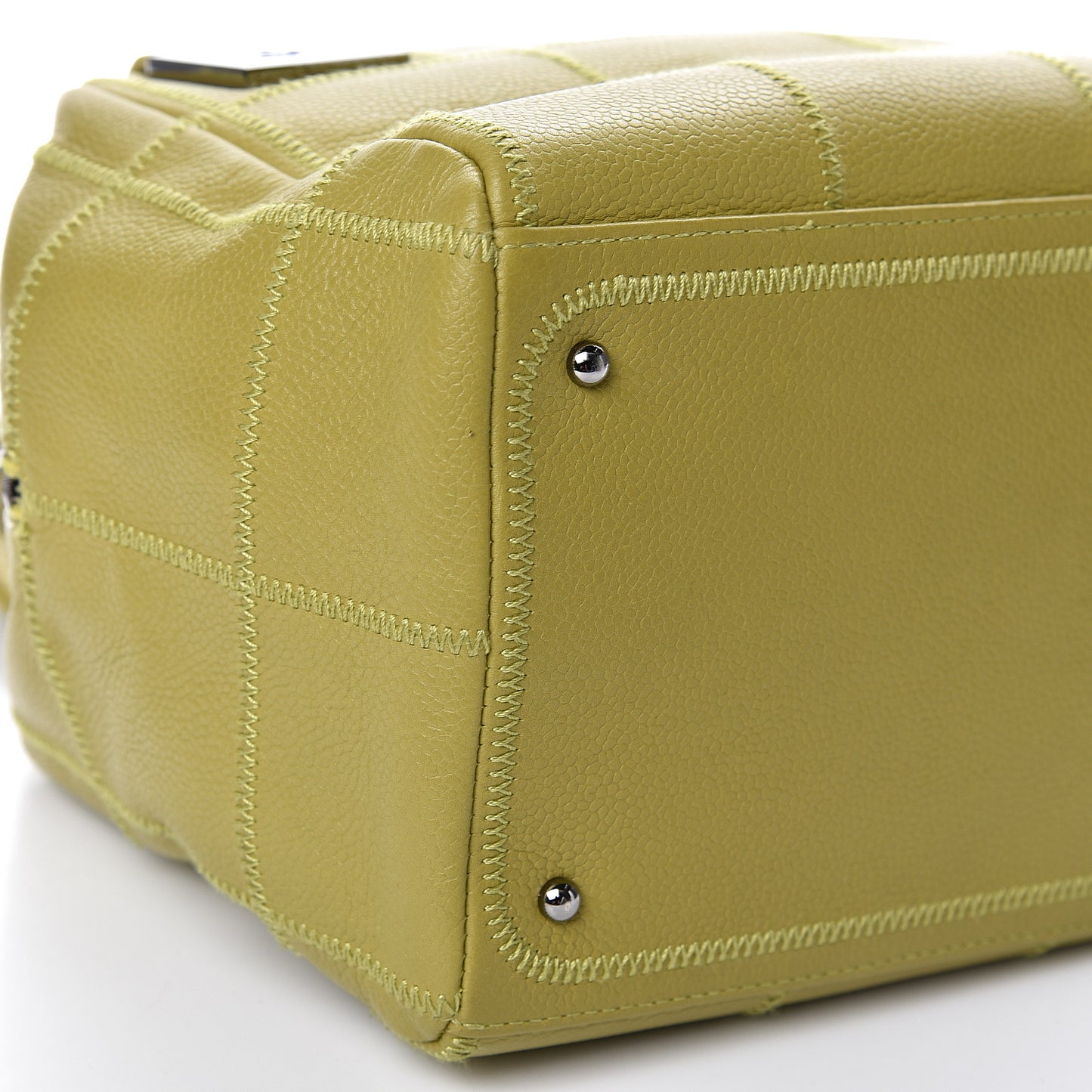 Caviar Square Stitched Tote Chartreuse