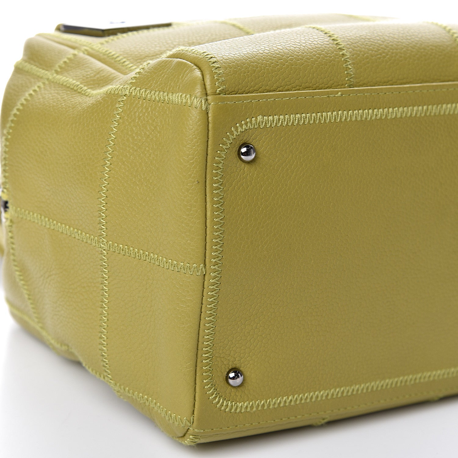 Chanel Caviar Square Stitched Tote Chartreuse 11 of 11