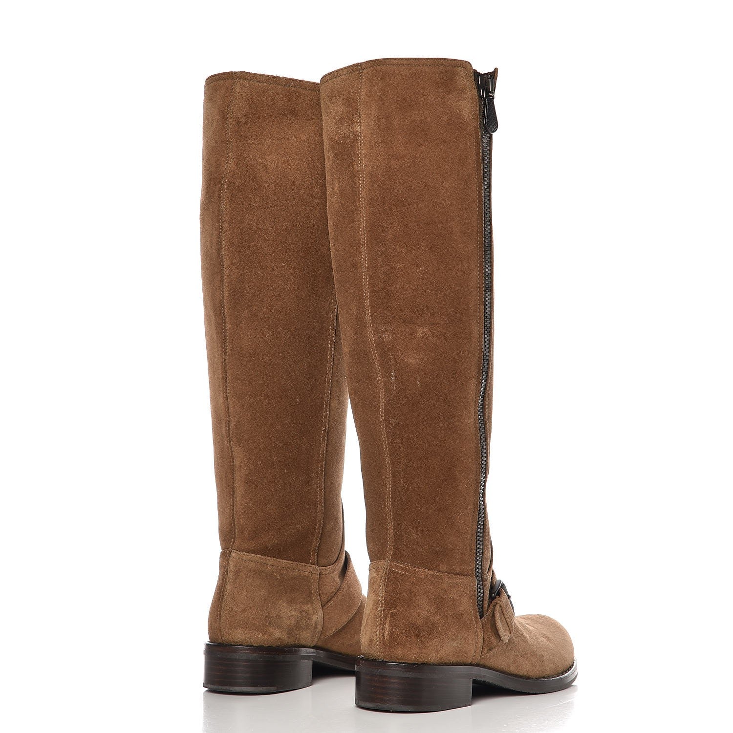 Bottega Veneta Suede Zip Knee High Boots 38 Natural 3 of 22