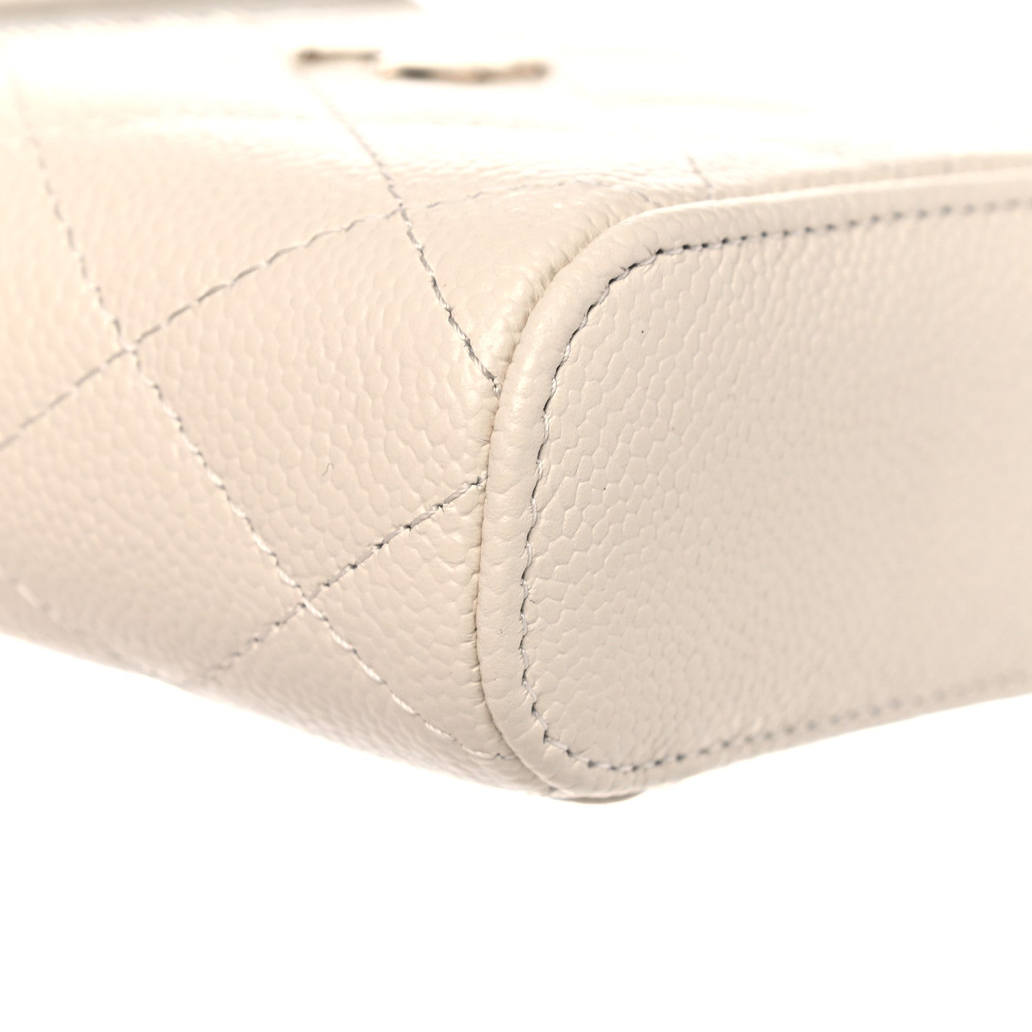 Chanel Caviar Quilted Small Handle With Care Vanity Case With Chain White 8 of 10