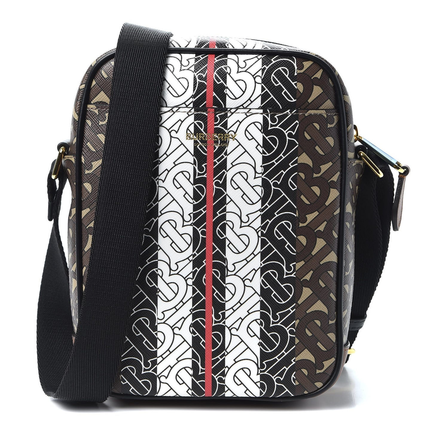 E-Canvas Monogram Stripe Thornton Messenger Bag Bridle Brown