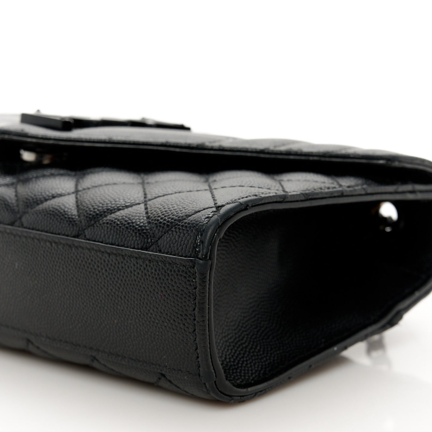 Grain De Poudre Textured Mixed Matelasse Triquilt Small Monogram Monochrome Satchel Black
