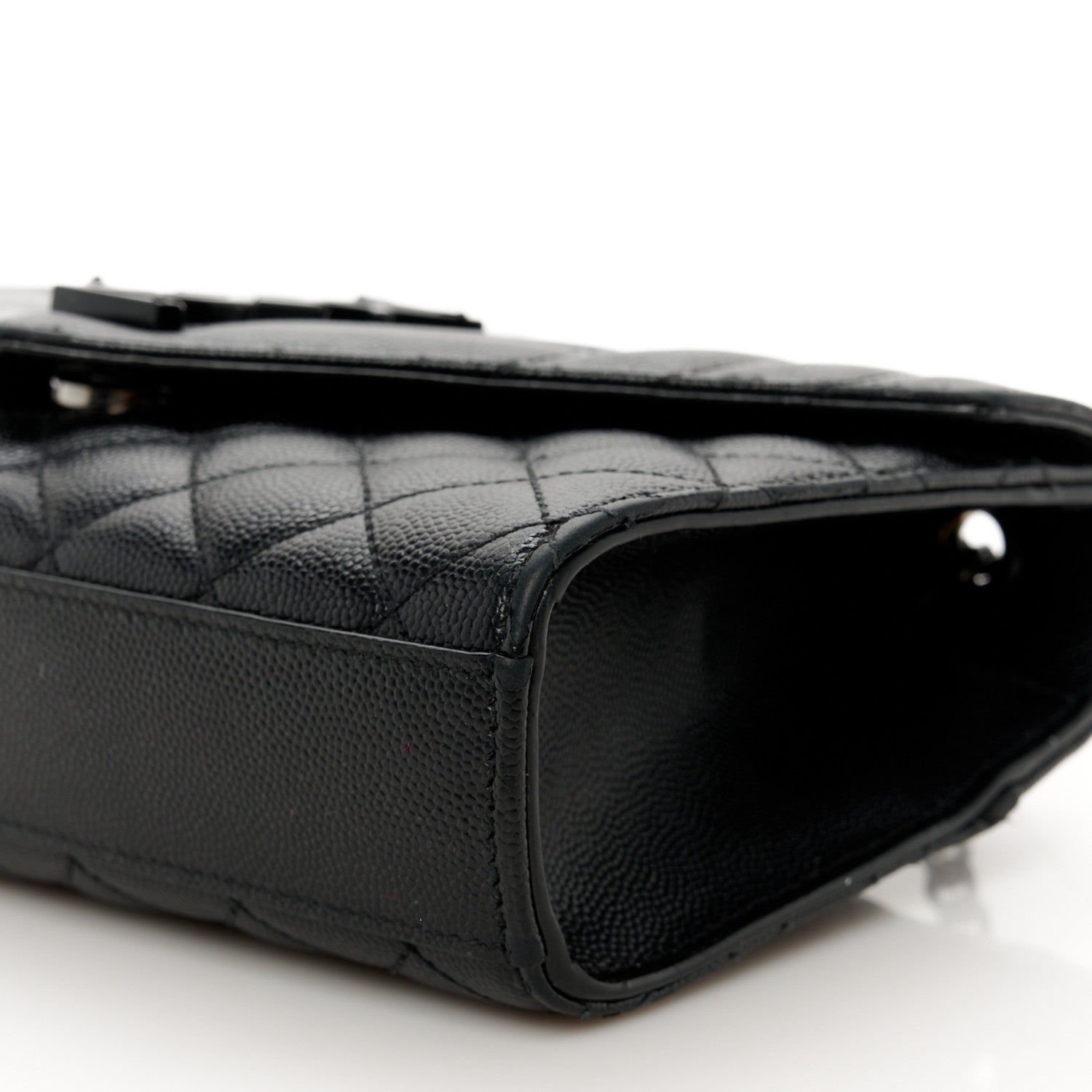 Saint Laurent Grain De Poudre Textured Mixed Matelasse Triquilt Small Monogram Monochrome Satchel Black 10 of 14