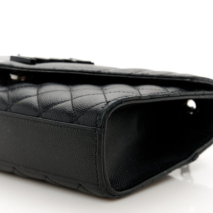 Saint Laurent Grain De Poudre Textured Mixed Matelasse Triquilt Small Monogram Monochrome Satchel Black 10 of 14