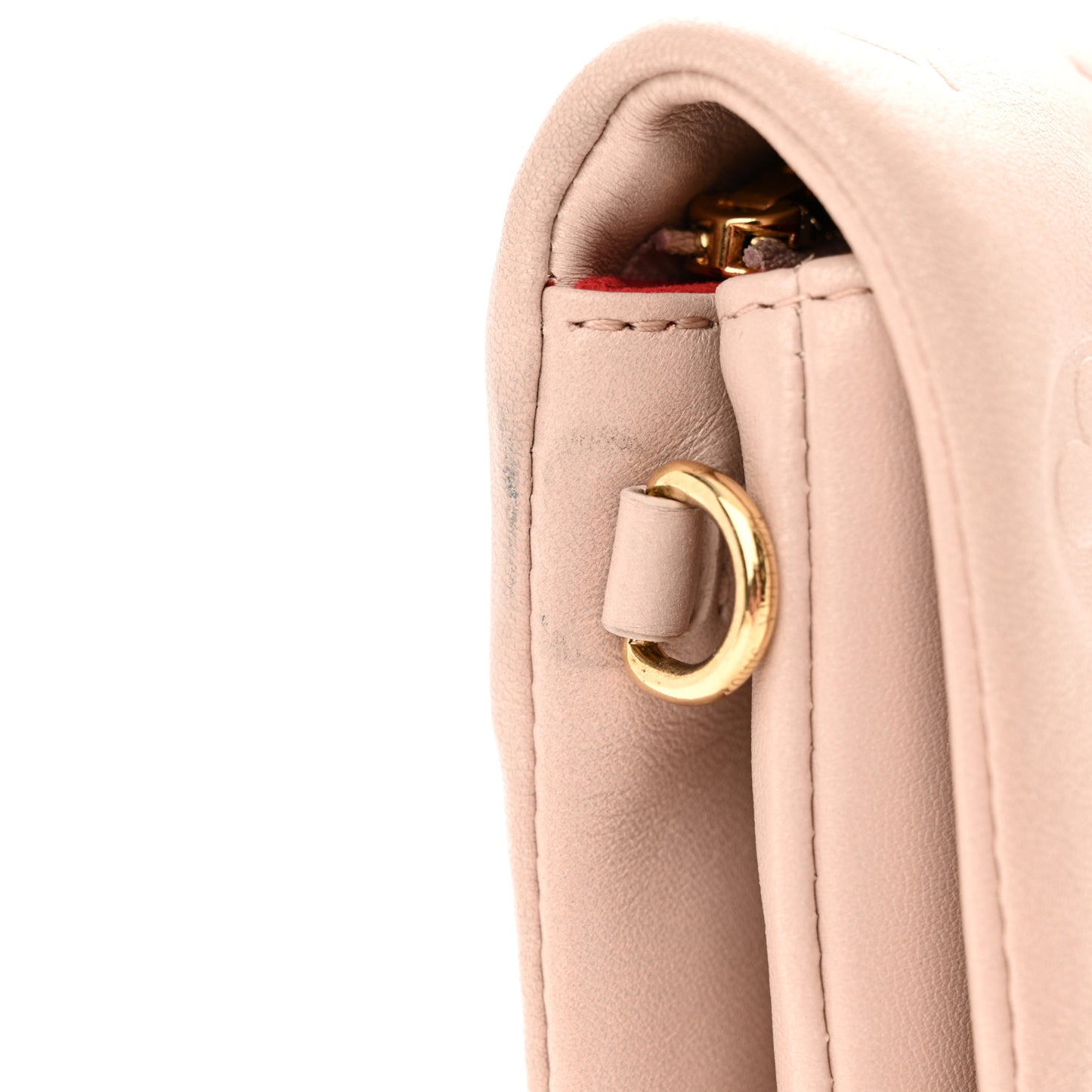 Lambskin Embossed Monogram Fall in Love Pochette Light Pink