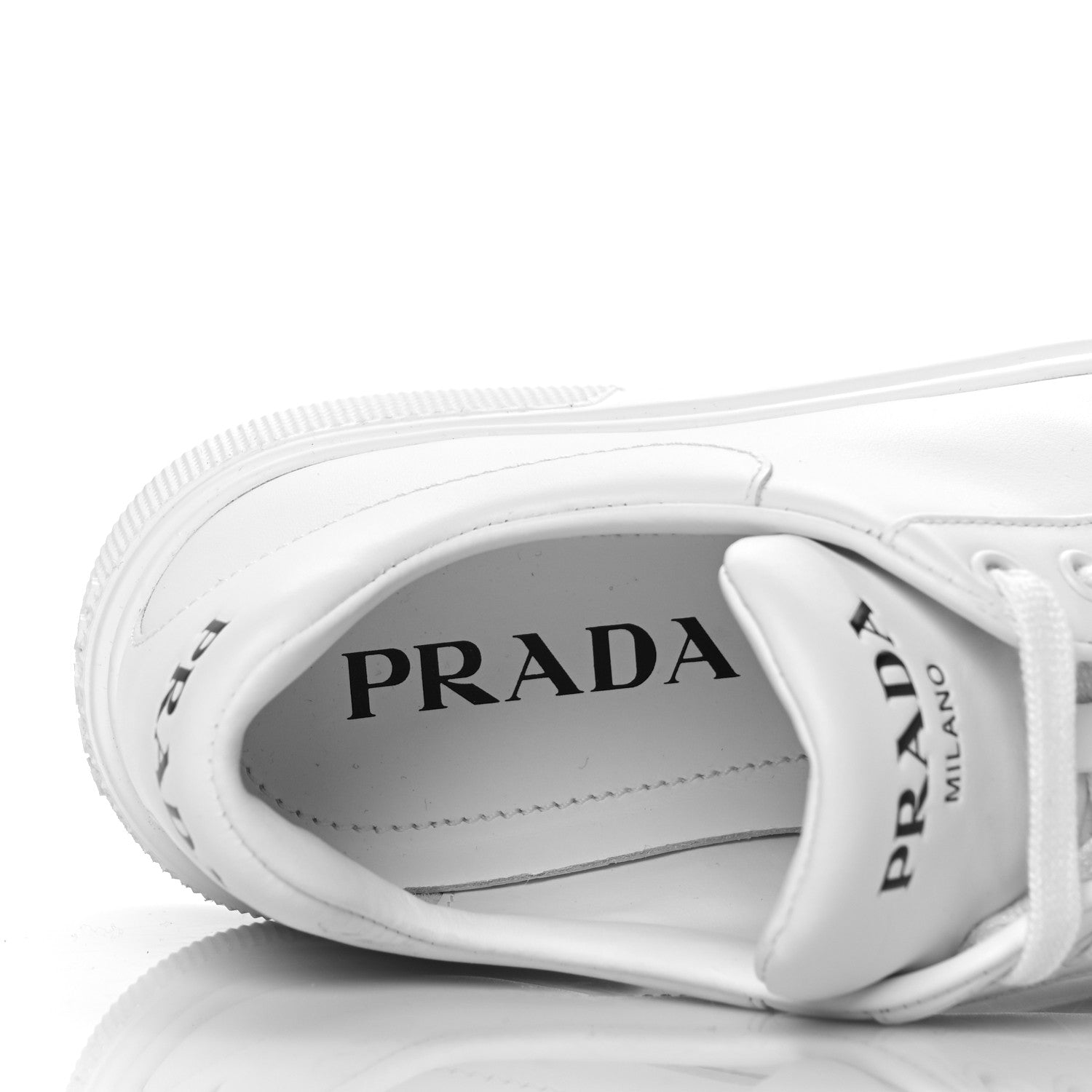 Prada Vitello Soft Logo Low Top Sneakers 38 White 9 of 10