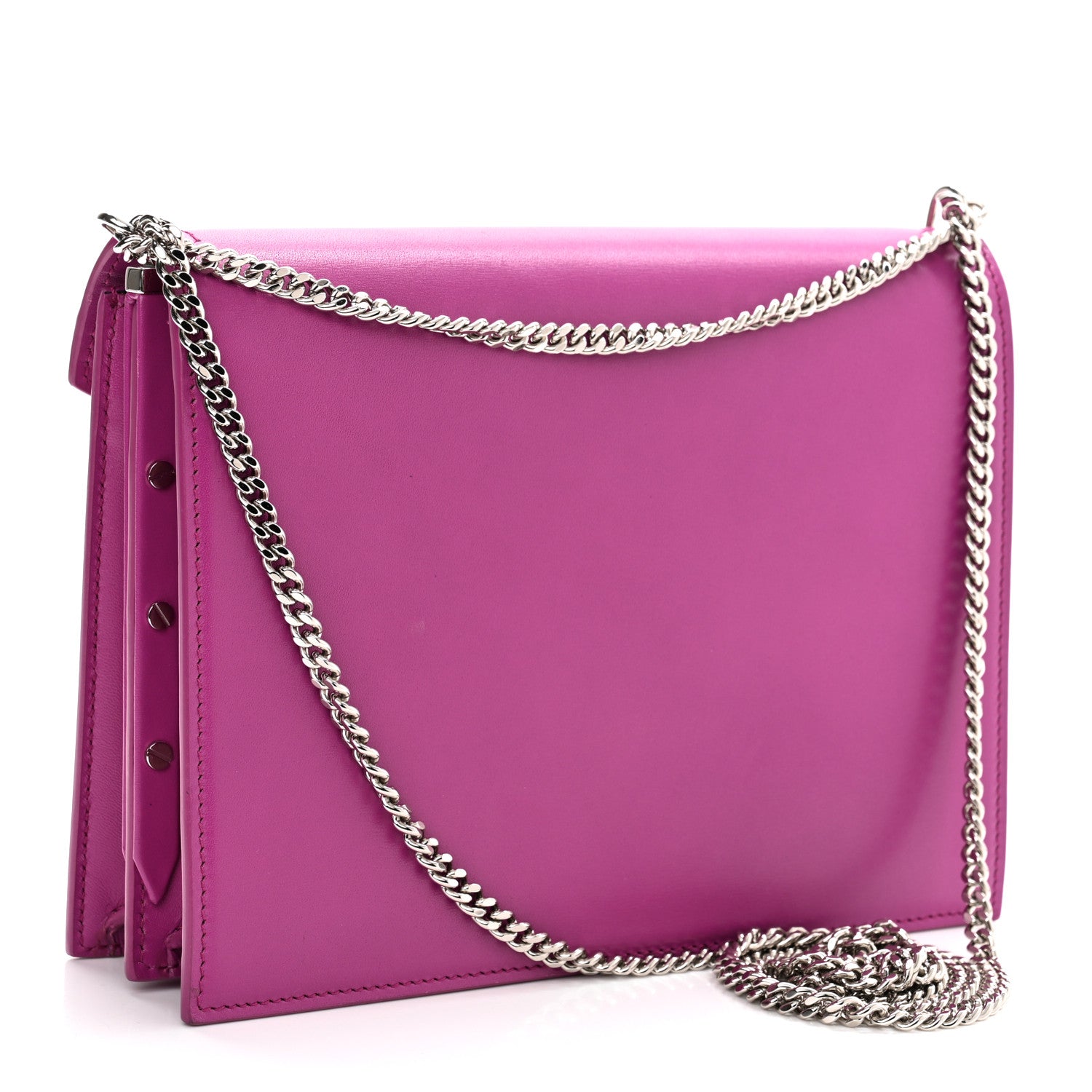Saint Laurent Smooth Calfskin Monogram Cassandra Clasp Bag Electric Fuchsia 3 of 10
