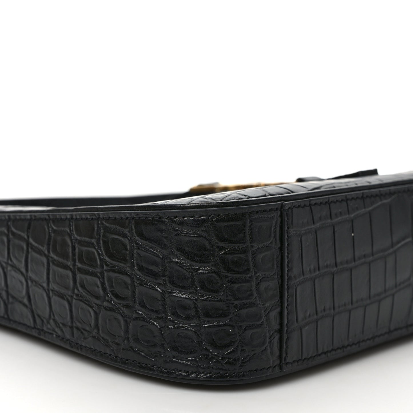 Calfskin Crocodile Embossed Le 5 A 7 Hobo Black