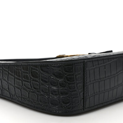 Saint Laurent Calfskin Crocodile Embossed Le 5 A 7 Hobo Black 7 of 8