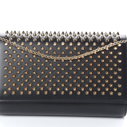 Christian Louboutin Calfskin Patent Leopard Spikes Paloma Clutch Black 6 of 8