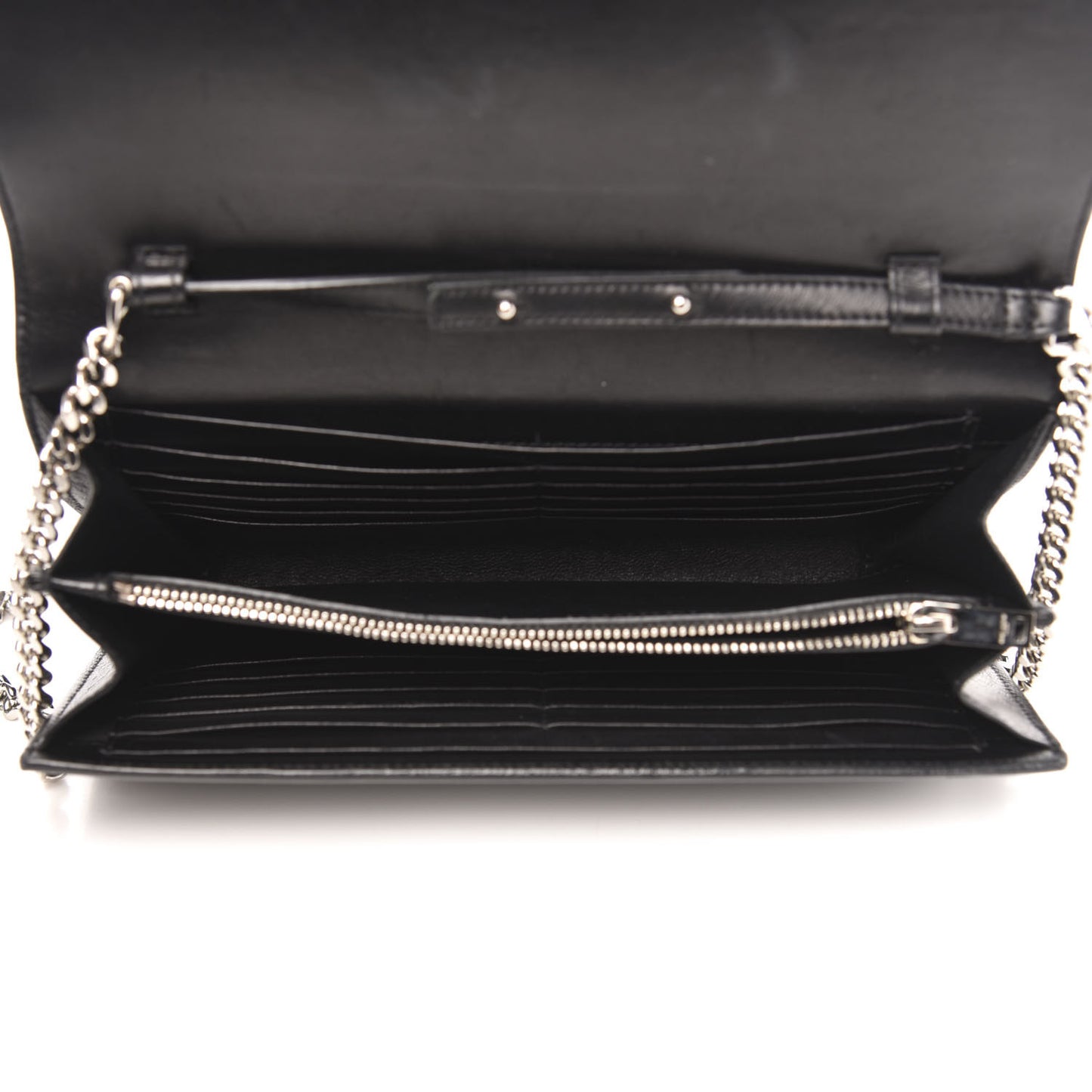 Crocodile Embossed Calfskin Monogram Chain Wallet Black