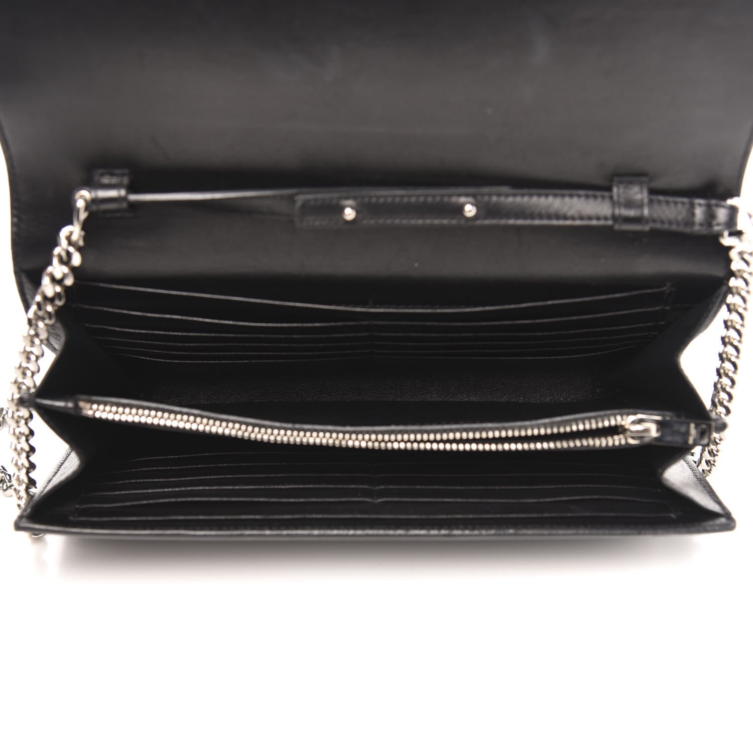 Saint Laurent Crocodile Embossed Calfskin Monogram Chain Wallet Black 5 of 10