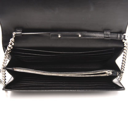 Saint Laurent Crocodile Embossed Calfskin Monogram Chain Wallet Black 5 of 10