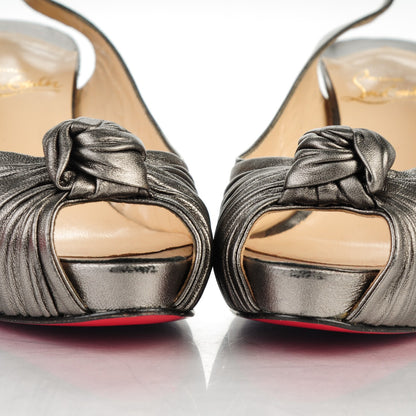 Christian Louboutin Laminato Nappa Miss Gres 90 Platform Peep Toe Slingback Pumps 38 Anthracite 8 of 8
