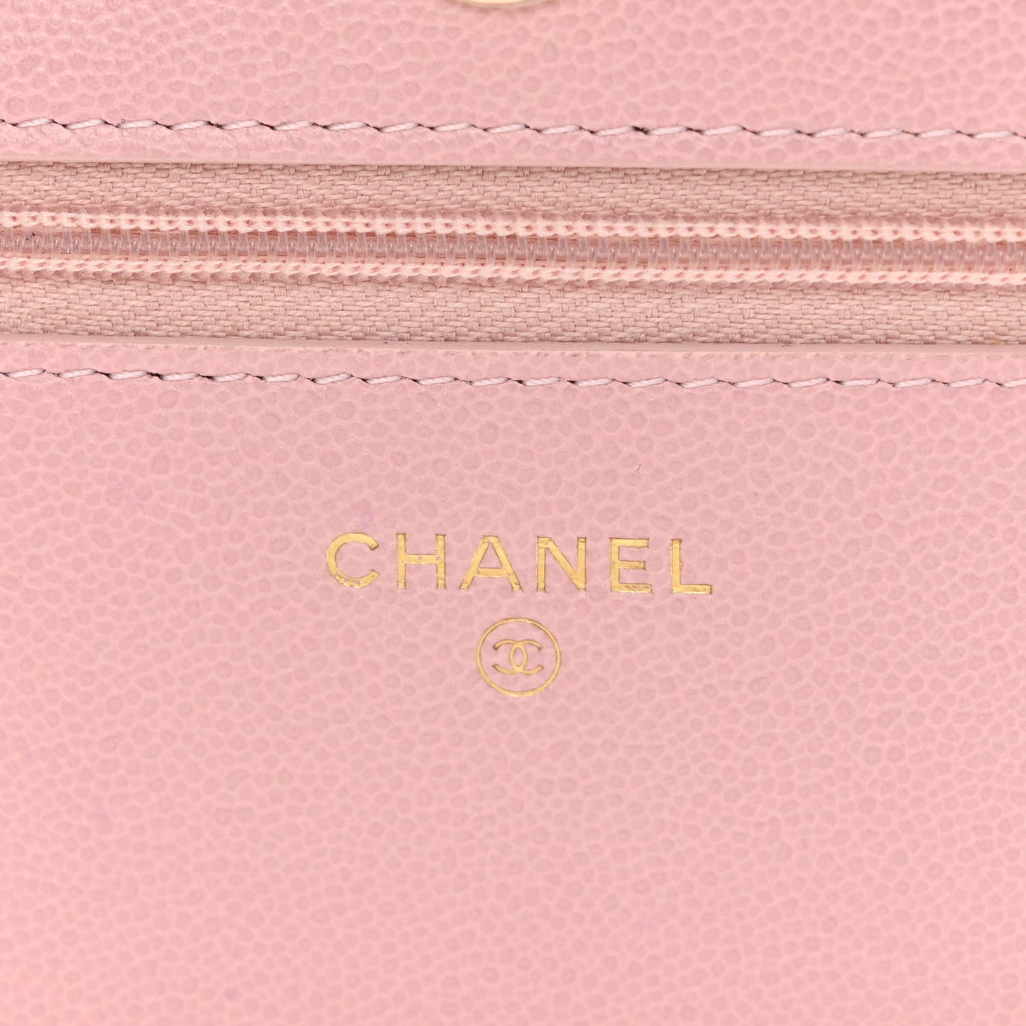 Caviar Quilted Studded CC Wallet on Chain WOC Light Pink